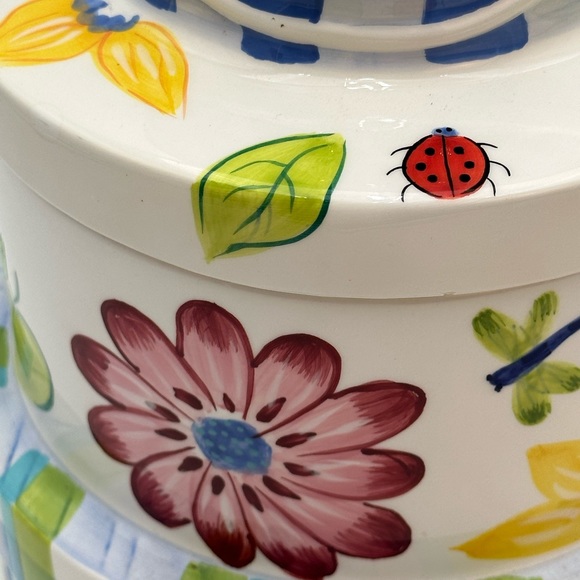 Linens & Things Cookie Jar,Retired Rare Hatbox Ladybug Plaid Bee Cookie Jar - Picture 13 of 16